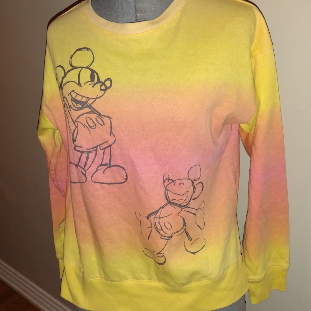 Mickey Mouse Orange Ombré Sweatshirt, Disney Mickey Ombre Tie Dye Sweatshirt